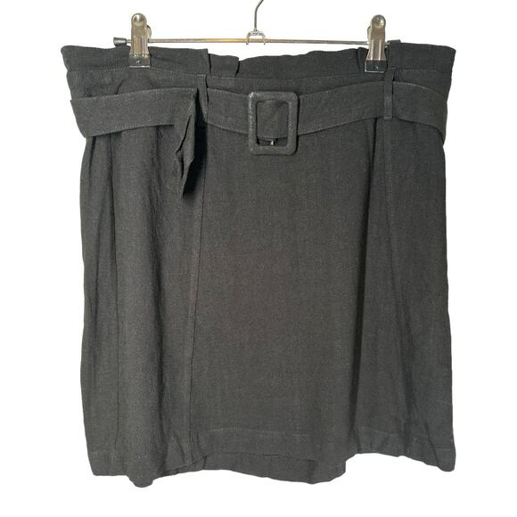 NWT Umgee Black‎ Belted Mini Skirt Medium Linen Cotton - Picture 3 of 8